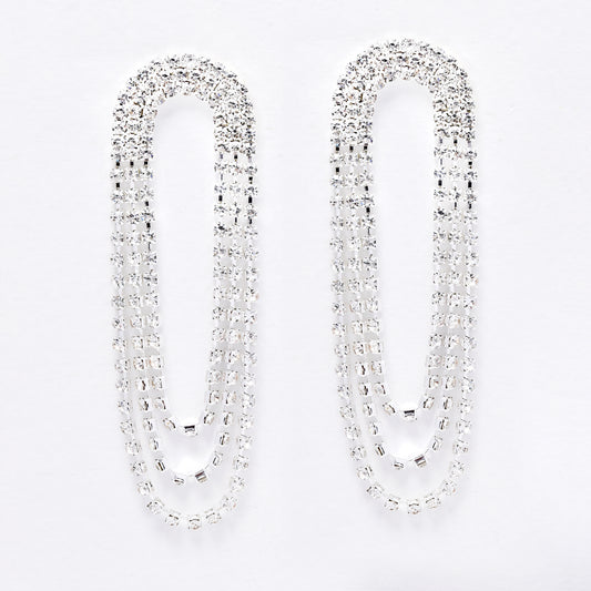 YE6212 - Diamante chain statement earrings
