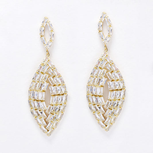 YE6214 - Diamante gold plated drop earrings
