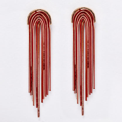 YE6248 - 6.2cm fringe drop earrings