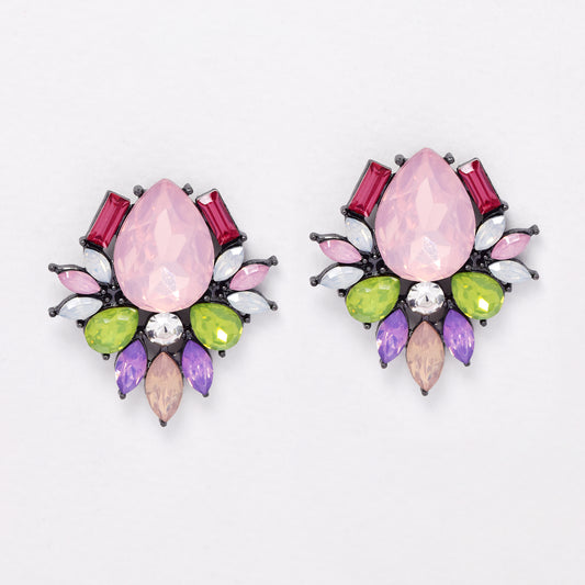 YE6693 - Fashion 34.5mm x 29mm multicolour stone earring