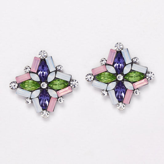 YE6697 - Fashion 31mm x 31mm multicolour stone earring