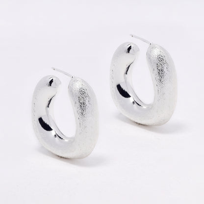 YE6723 - Fashion 30mm x 8mm textured square hoop studs