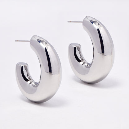 YE6724 - Fashion 34mm x 10mm chunky half hoop studs