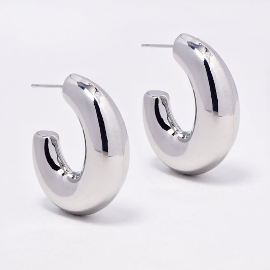 YE6724 - Fashion 34mm x 10mm chunky half hoop studs