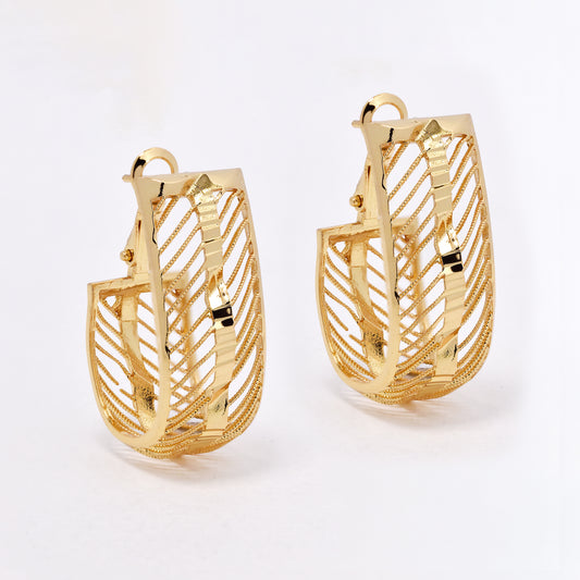 YE6727 - Fashion 31mm x 12mm cutout wire oval hoops
