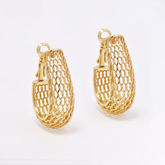 YE6728 - Fashion 31mm mesh wire oval hoops