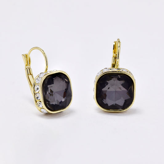 YE7521 - Square crystal drop clip hoops