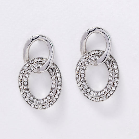YE7553 - Interlocking CZ circle drop stud earring