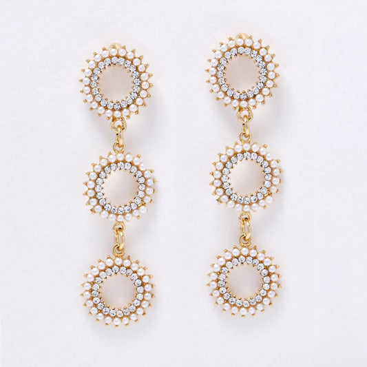 YE7557 - Faux pearl & CZ drop stud earring
