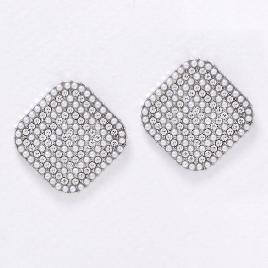 YE7558 - Faux pearl & CZ statement stud earring