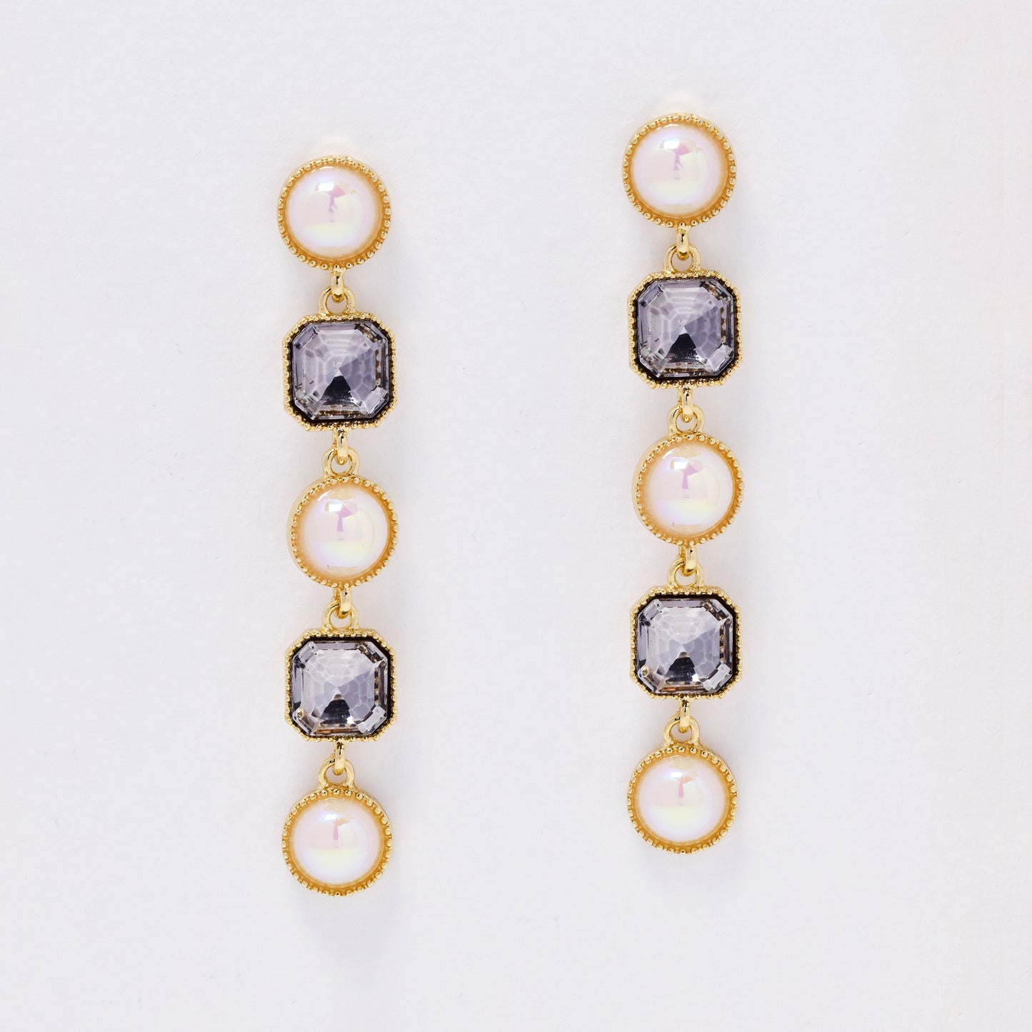 YE7672 - Faux pearl & crystal drop stud earring