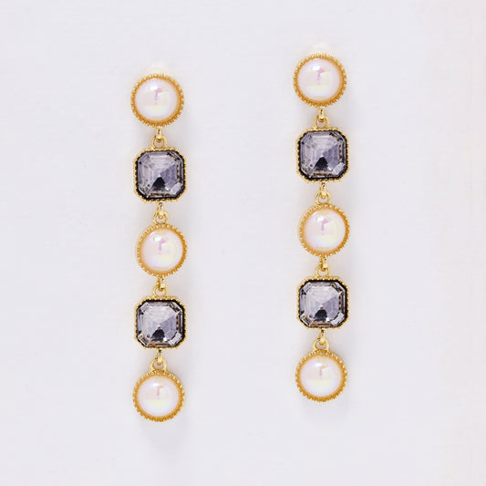 YE7672 - Faux pearl & crystal drop stud earring