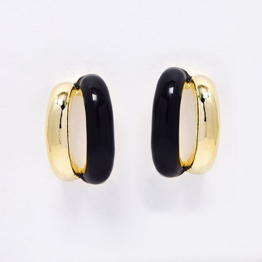 YE7676 - 2-Toned pin hoop earring