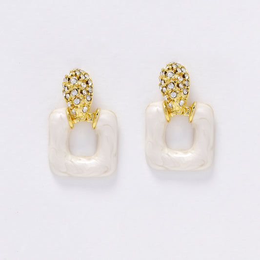YE7677 - Crystal & resin drop stud earring