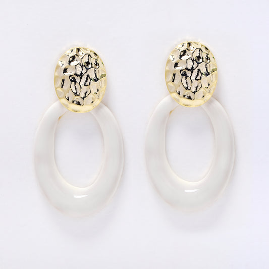 YE7685 - Oval enamel drop stud earring