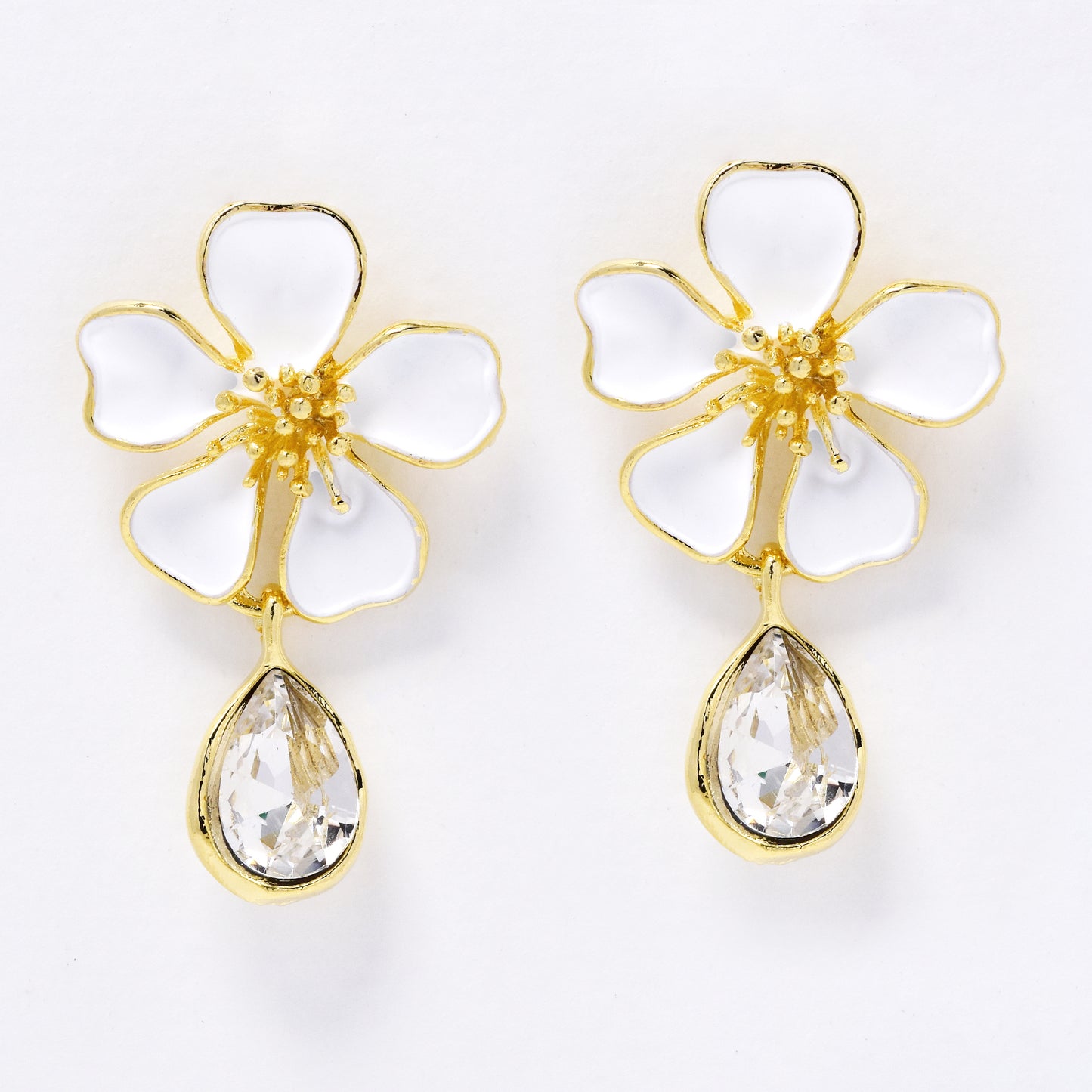 YE7690 - Flower & crystal stud earring