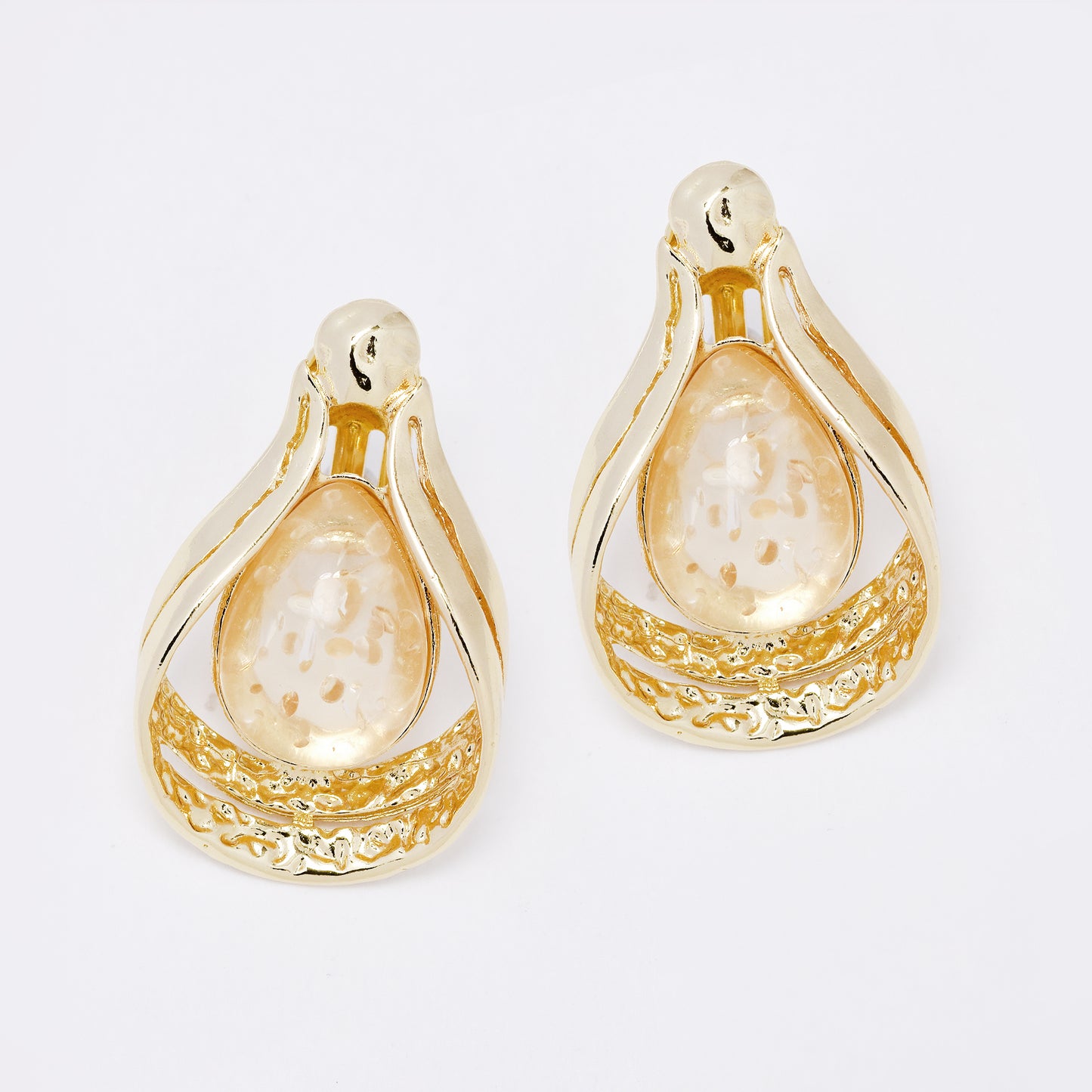 YE7695 - Teardrop shaped 37mm clip-on earring