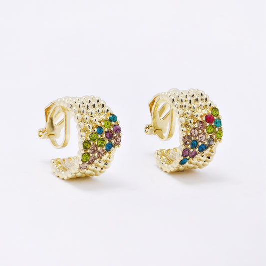 YE7699 - Diamante hoop clip-on earring