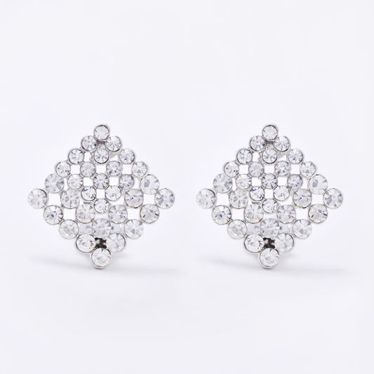 YE7700 - Diamond shaped diamante clip-on earring