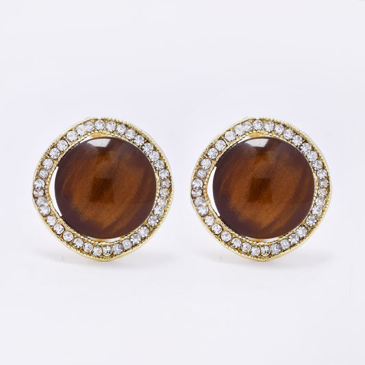 YE7703 - Diamante halo clip-on earring