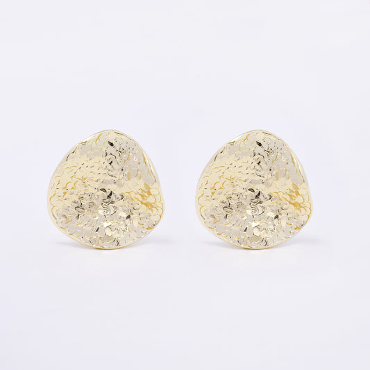 YE7707 - Textured organic disk clip-on earring