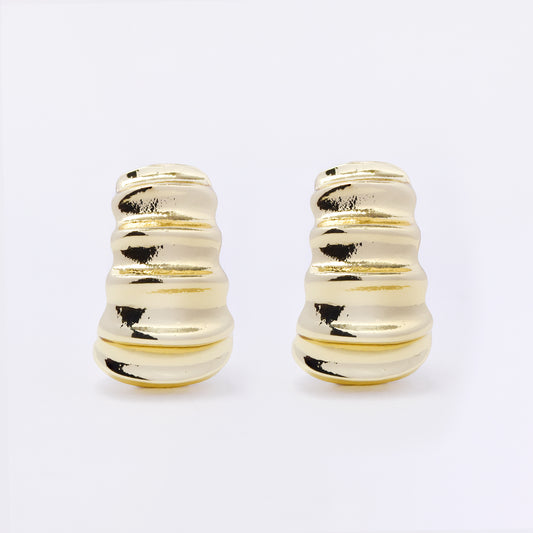 YE7708 - Textured half hoop clip-on earring