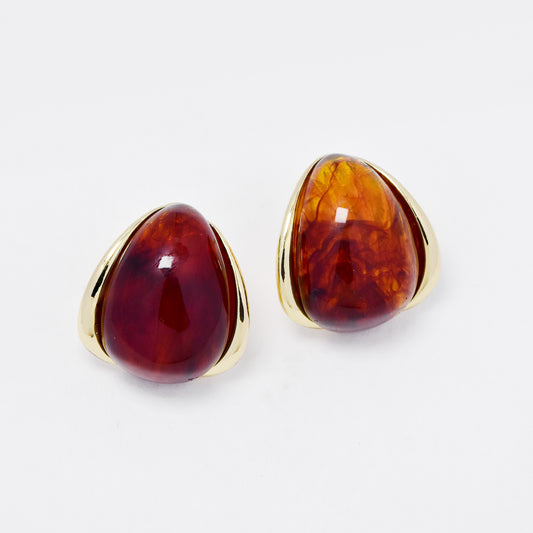 YE7713 -Teardrop shaped resin stud earring