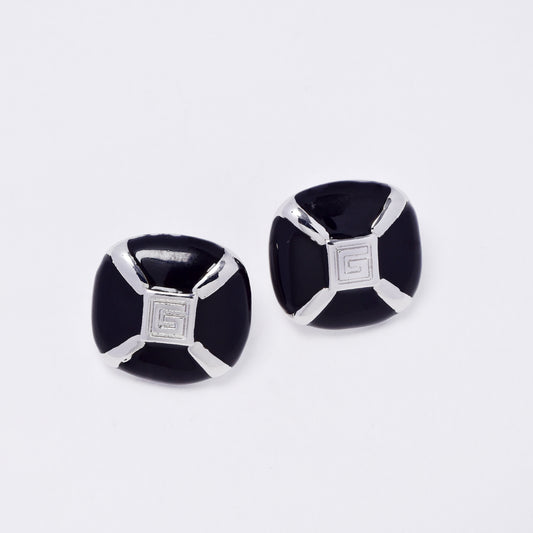 YE7727 - Square enamel detail stud earring