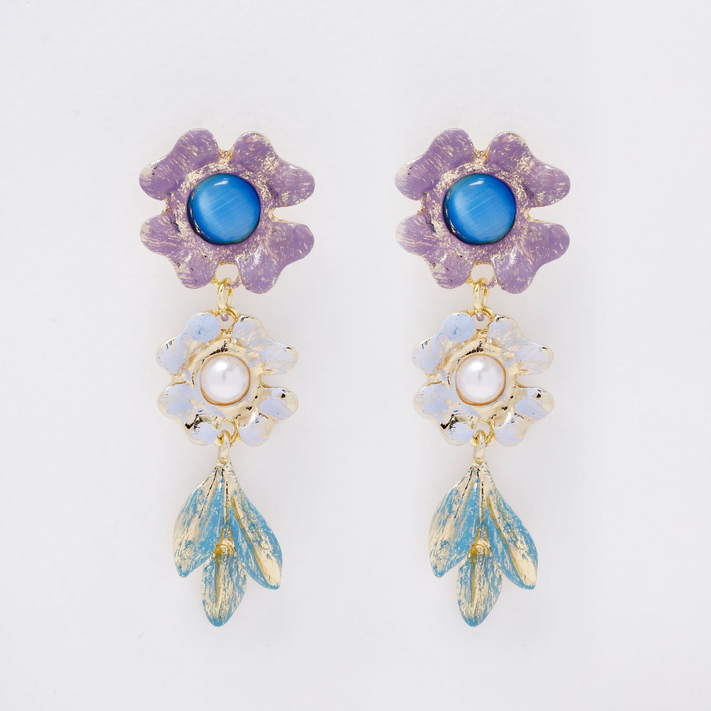 YE7737 - Flower drop stud earring