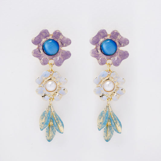 YE7737 - Flower drop stud earring
