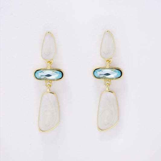 YE7738 - Enamel & crystal drop stud earring