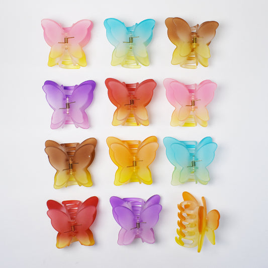 12 Pack multi colour butterfly hair grip