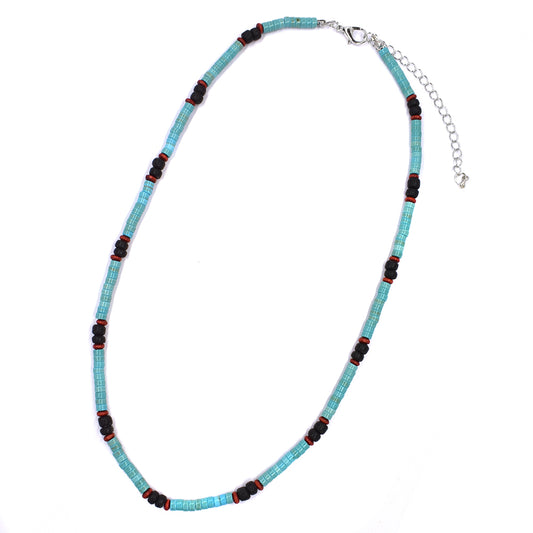 Fashion turquoise and black beaded necklace - YN1308