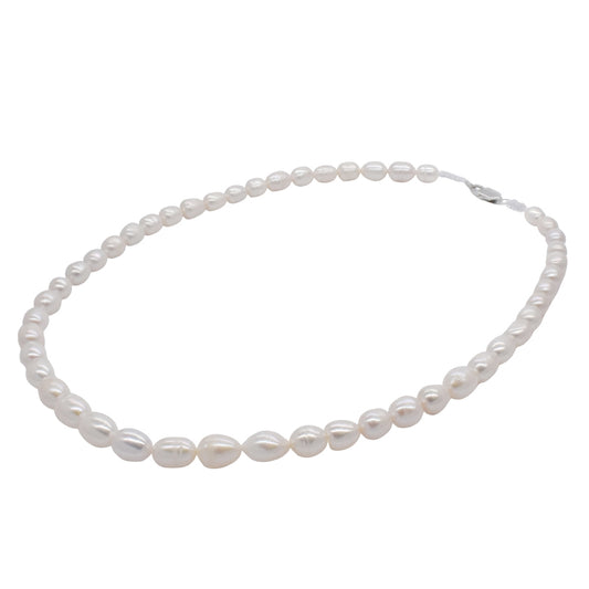 7mm white Freshwater pearl lobster clasp necklace