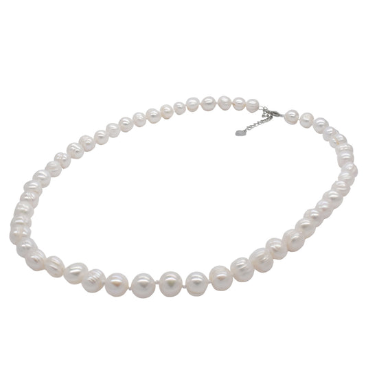8mm White freshwater pearl necklace with extension chain - YN3111