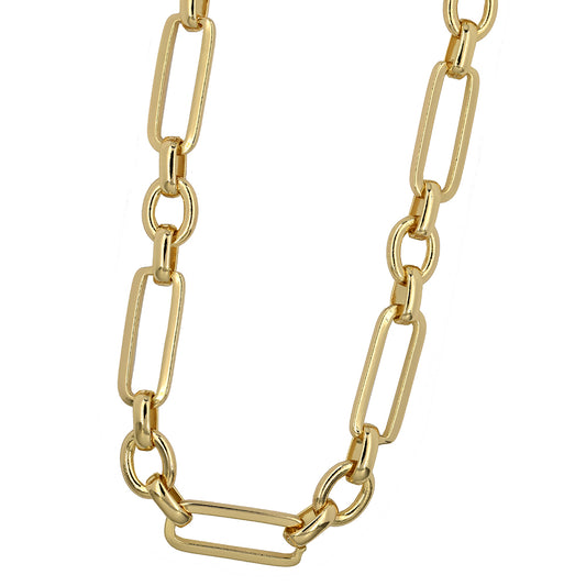 Fashion rectangle and circle link gold plated necklace - YN3468