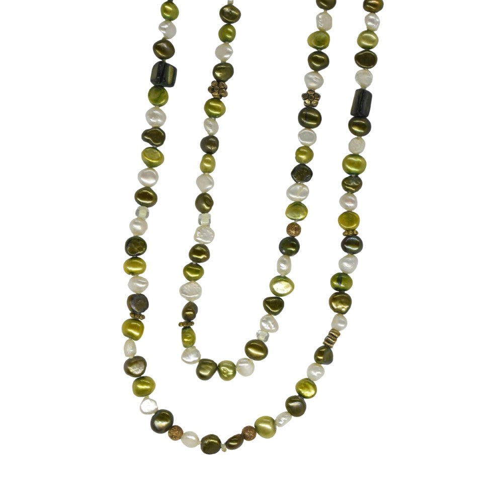 Fashion mixed small freshwater pearl longer length necklace - YN3763