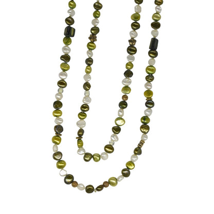 Fashion mixed small freshwater pearl longer length necklace - YN3763