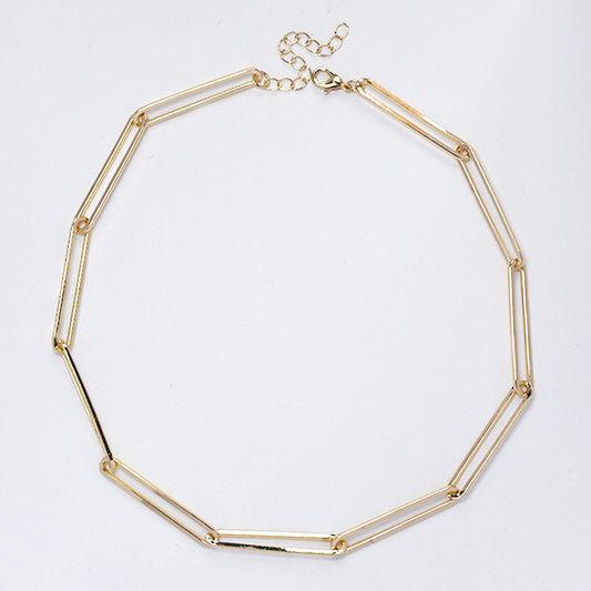 Fashion gold plated paperclip link chain - YN4349