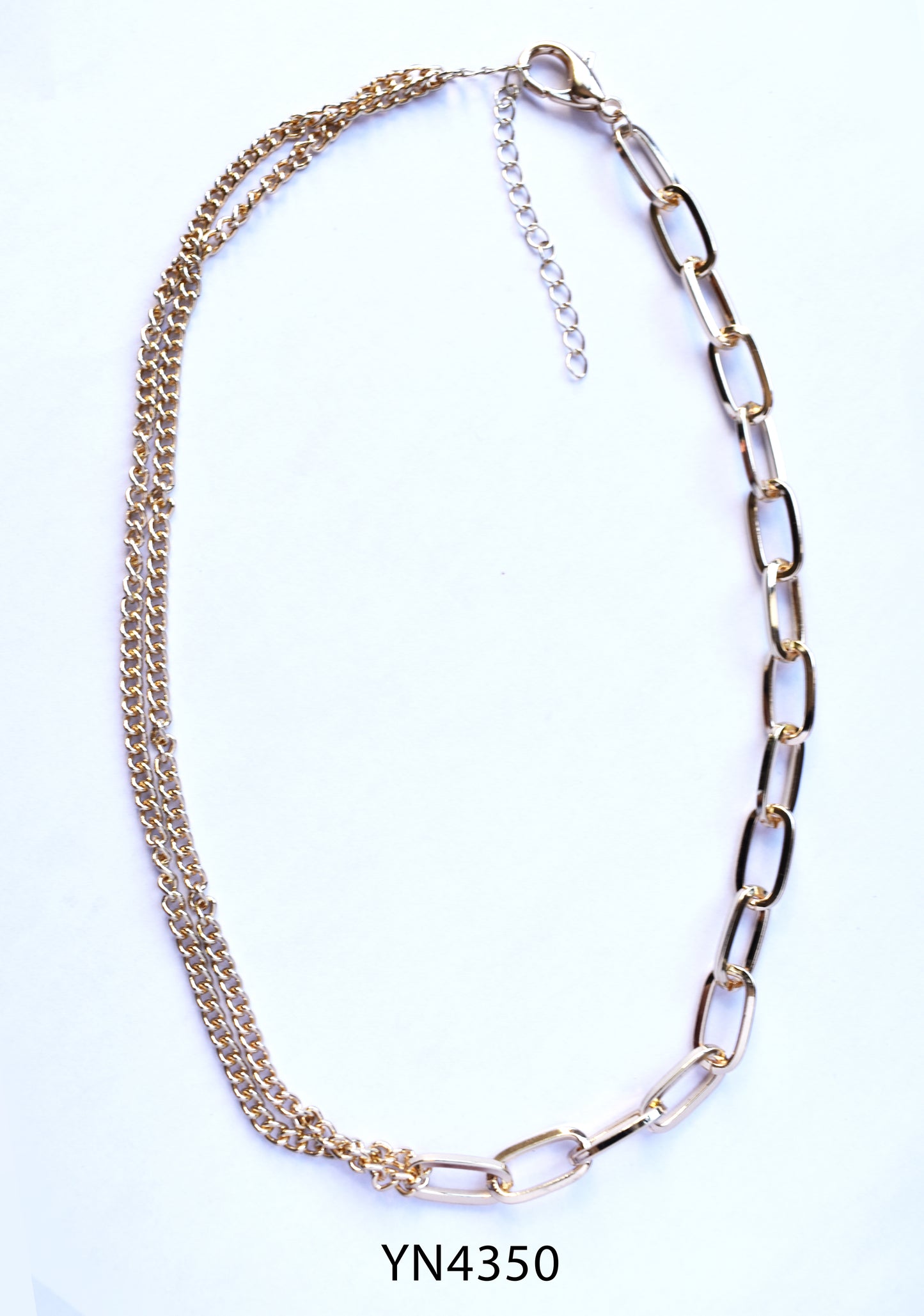 Fashion gold plated paperclip and curb link chain - YN4350