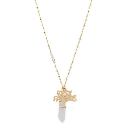 Fashion best Friends and Crystal on gold plated necklace - YN4366