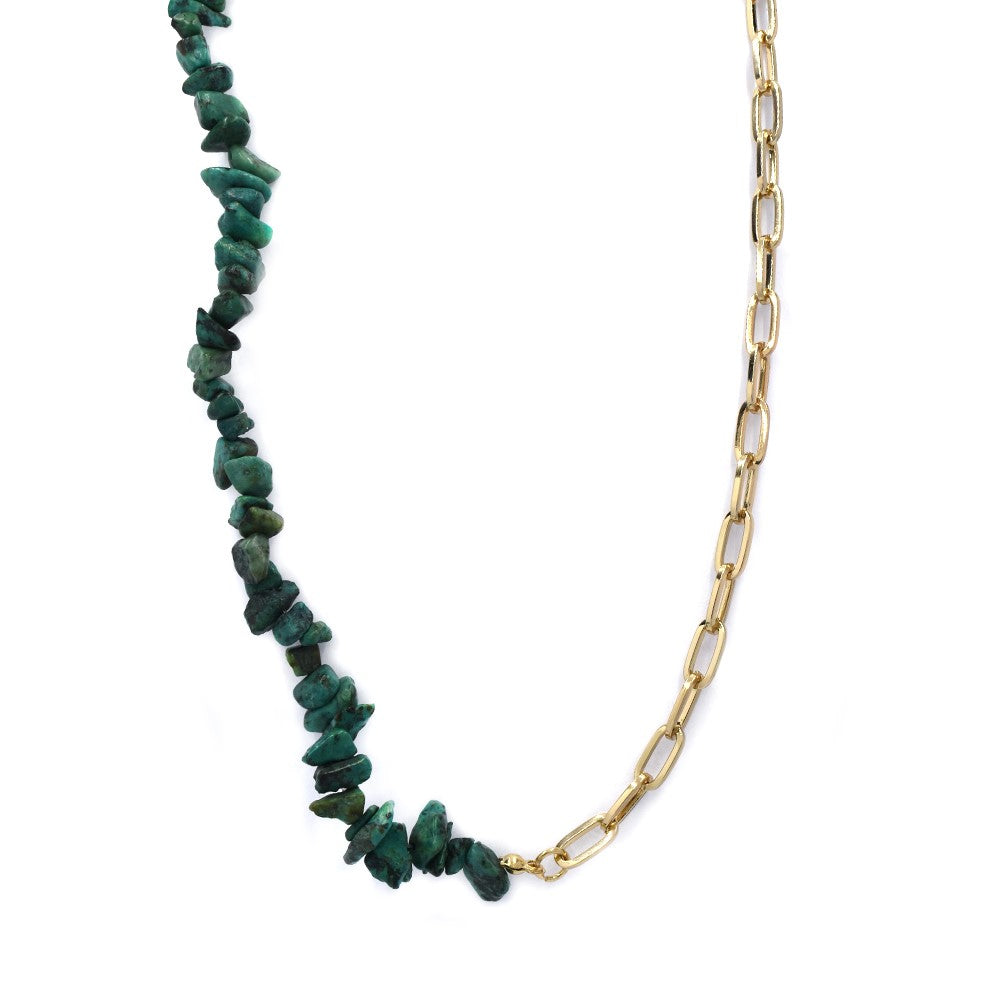 Fashion gold and green gem beaded necklace - YN4382