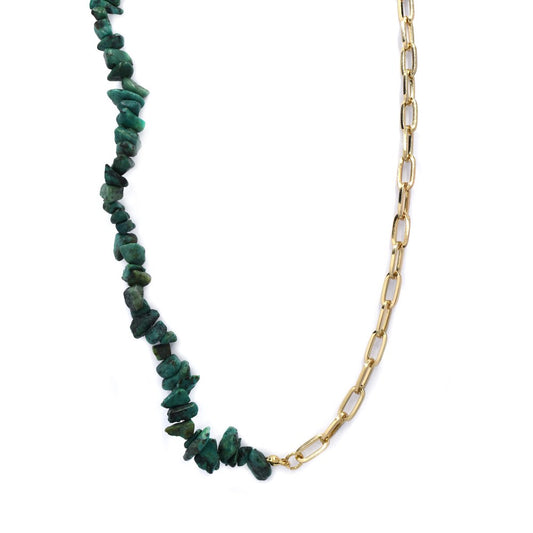 Fashion gold and green gem beaded necklace - YN4382