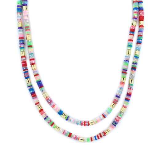 Fashion multi colour beaded layered necklace - YN4427