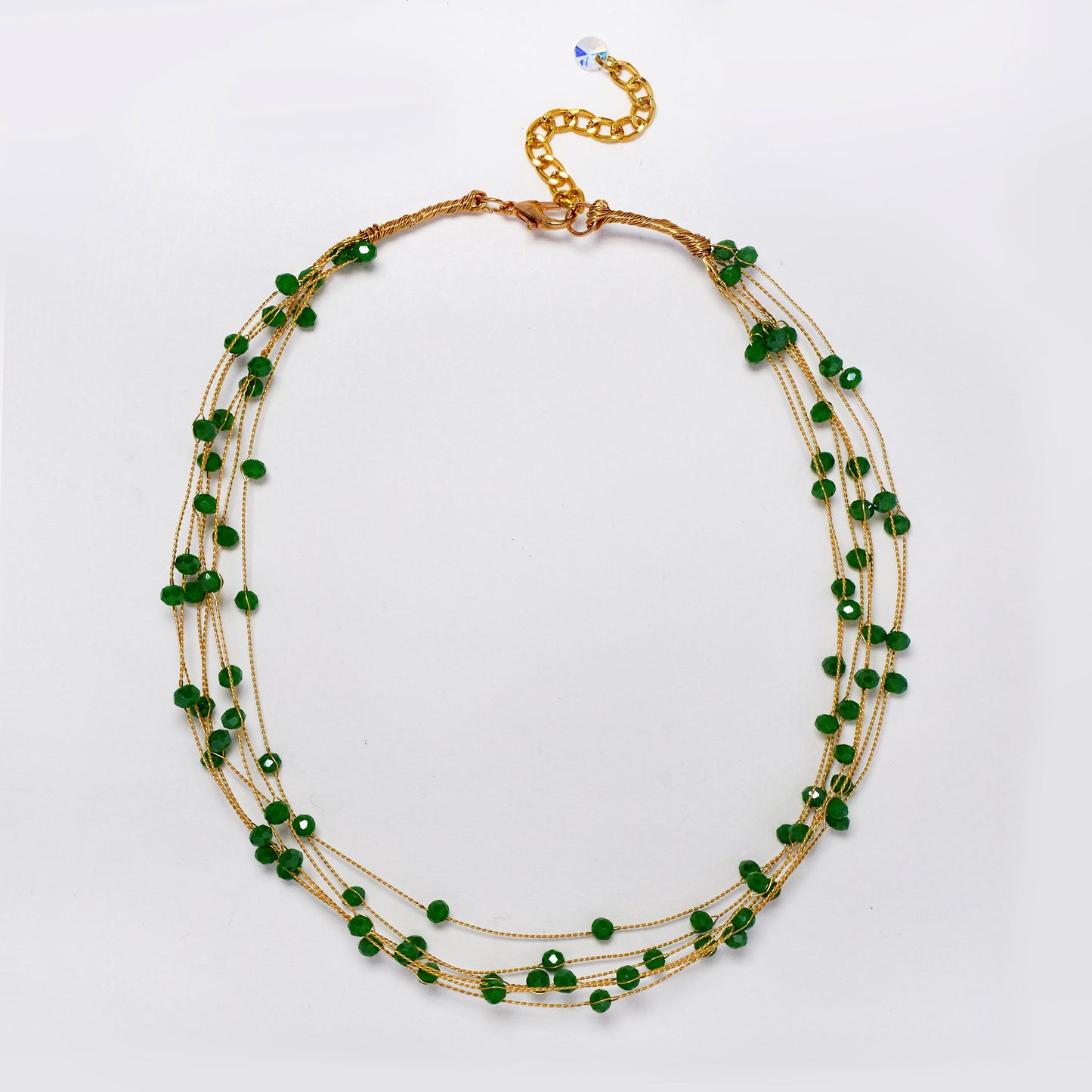 Interwined multi strand floating bead fashion necklace - 40+5cm - YN5290