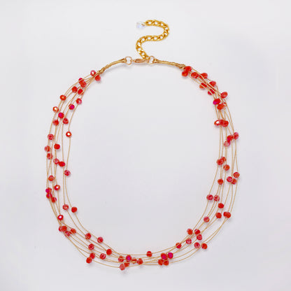 Interwined multi strand floating bead fashion necklace - 40+5cm - YN5290