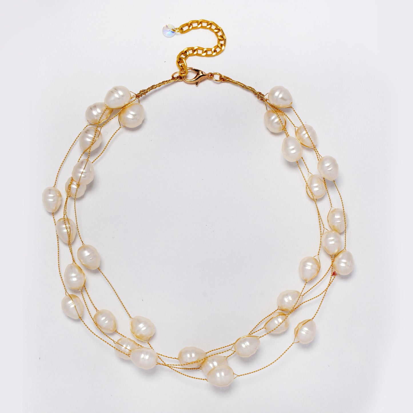 Intertwined multi strand teardrop shaped faux pearl necklace - YN5306