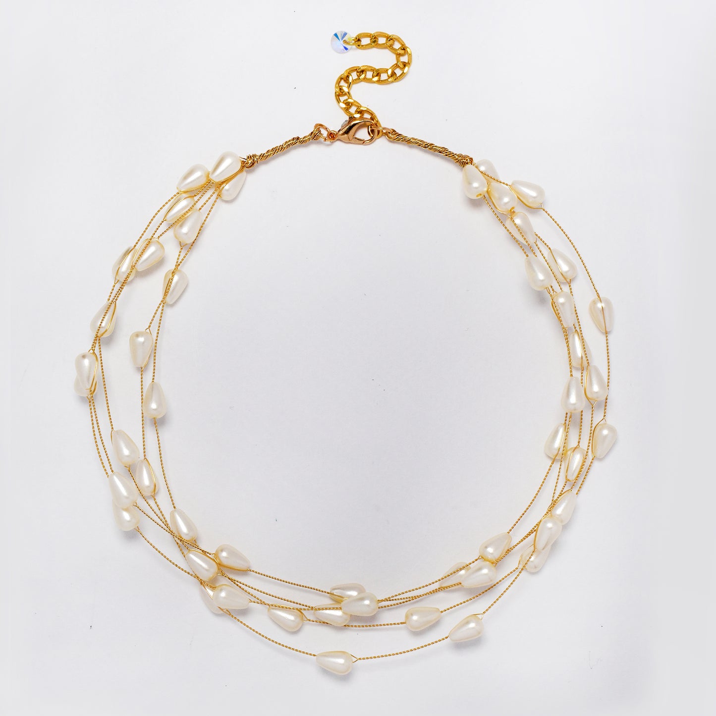 Intertwined multi strand pear shaped faux pearl necklace - YN5315