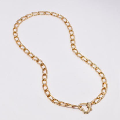 YN5875 - Curb link necklace with heart clasp