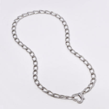 YN5875 - Curb link necklace with heart clasp